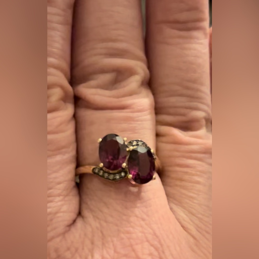 NEW 10K YG Grape Rhodolite Garnet Champagne Diamonds 10kt